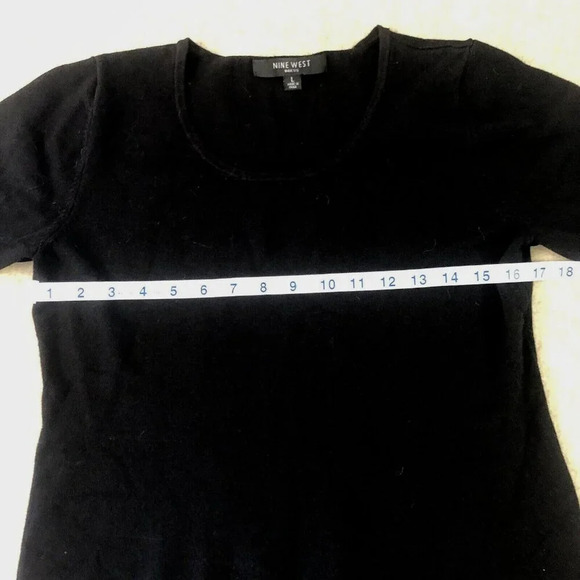 Nine West Sweater Dress Black White Boarder Hem Knit Pullover Size L 3/4 sleeve - Picture 6 of 9